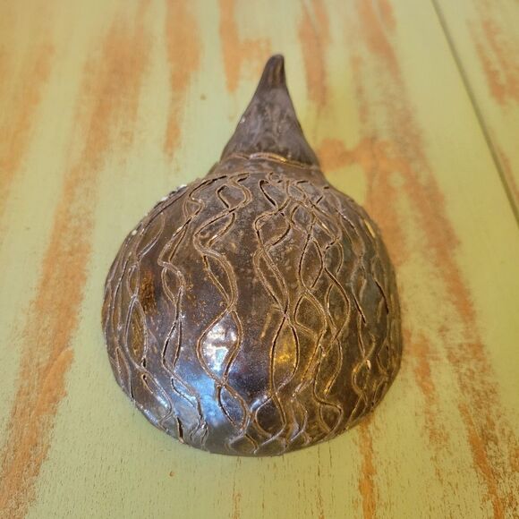 Vintage Handmade Studio Pottery Metallic Bronzed Glazed Hedgehog Mole Figurine - Picture 6 of 16